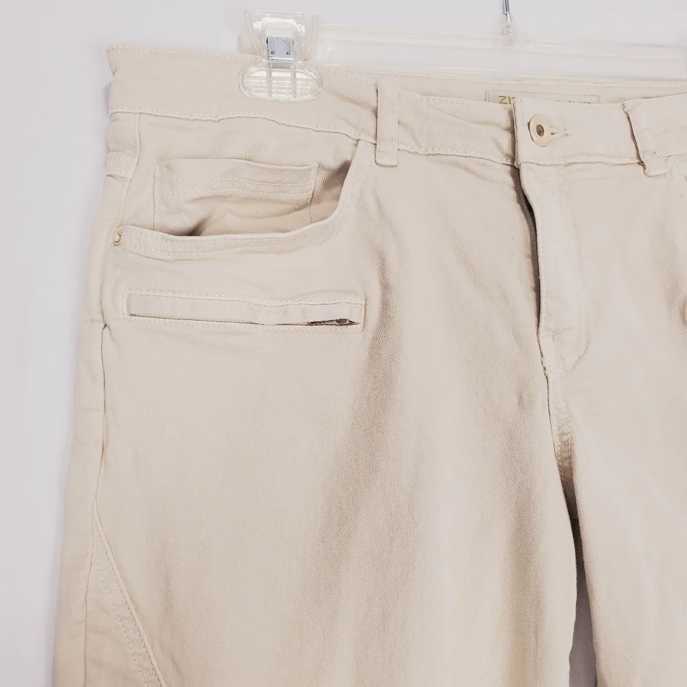 Zara Kahki Moto Pants Size 12 - Picture 4 of 16